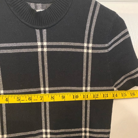 Abercrombie and Fitch Black White Plaid Knit Mock Neck Dress Size Small LONG - Picture 8 of 9